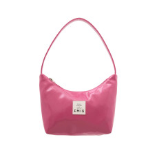 NEW ENAMEL HOBO BAG-MAGENTA