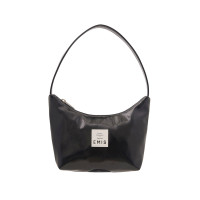 NEW ENAMEL HOBO BAG-BLACK