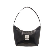 NEW ENAMEL HOBO BAG-BLACK