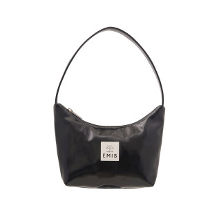 NEW ENAMEL HOBO BAG-BLACK
