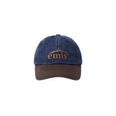 WASHED DENIM BALL CAP-BLUE/BROWN