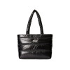 GLOSSY PADDED TOTE BAG-BLACK