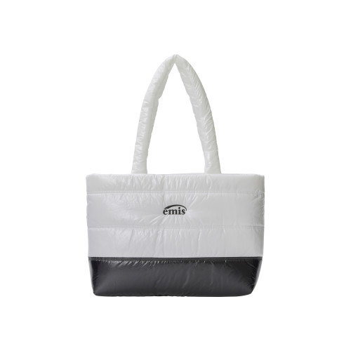 GLOSSY PADDED TOTE BAG-WHITE