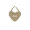 VELOUR HEART TOTE BAG-BEIGE
