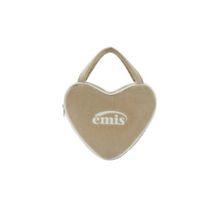 VELOUR HEART TOTE BAG-BEIGE