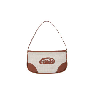 CANVAS LEATHER MINI BAG-BROWN