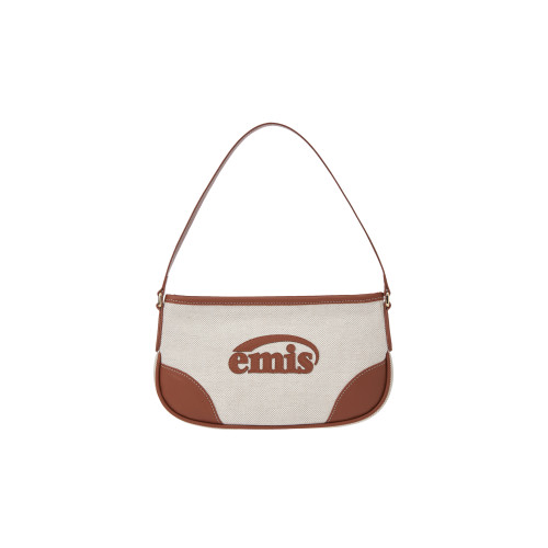CANVAS LEATHER MINI BAG-BROWN