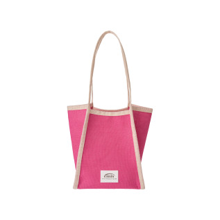 LINEN BEACH BAG-PINK/IVORY