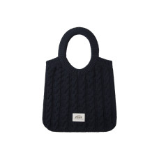 CABLE COTTON KNIT BAG-NAVY