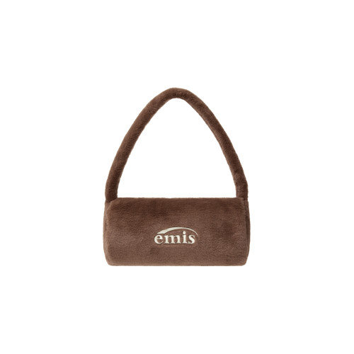 FUR CYLINDER BAG-BROWN