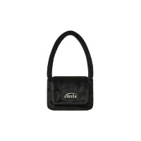 FUR SQUARE FLAP BAG-BLACK