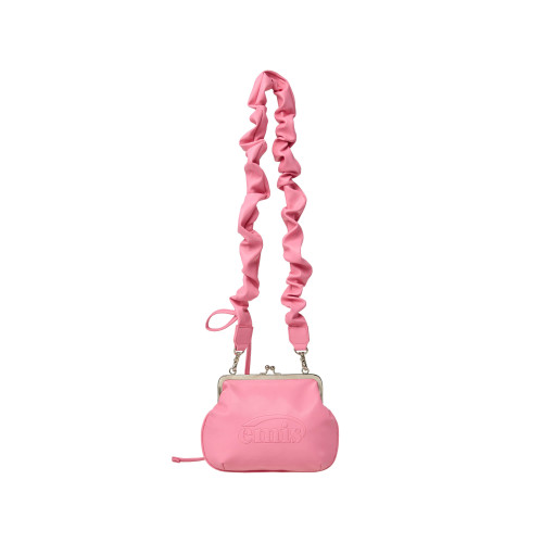 STRING STRAP CLASP FRAME PURSE BAG-PINK