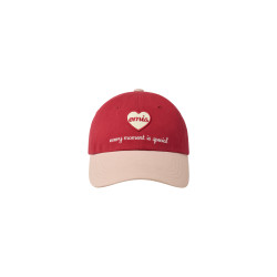 HEART WAPPEN TONE ON TONE BALL CAP-RED