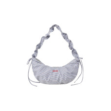 RIBBON STRING SHOULDER BAG-BLUE STRIPE