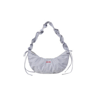 RIBBON STRING SHOULDER BAG-BLUE STRIPE
