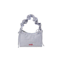 RIBBON STRING HOBO BAG-BLUE STRIPE